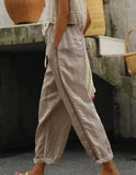 Fongt Spring And Summer Wish New Casual Lace Hollow Splicing Nine-Point Trousers