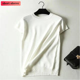 Sleeve Knit Pullover Tops Women Spring Summer Stripe Tshirts Korean White Black Knitwear Jumper Tee New