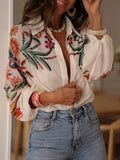 Fongt Women's 2025 Spring/Summer New Loose Long-Sleeved Digital Printed Shirt
