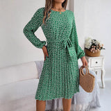 Wind Shooting Autumn And Winter New Leisure Long Sleeves Chopped Flowers Hundreds Of Folded Skirts Women's