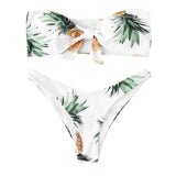 Sexy Pineapple Print Swimsuit Women's Split Two Piece Bikini Swimsuit Beachwear Strapless Tankinis Set Bikini Set-Outfit
