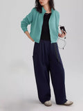 Fongt Sense Simple Collar Jacket 2025 Spring And Autumn Dopamine Eye-Catching Basis Simple Waffle Coat Woman