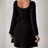 Fongt Women's Autumn New Cross-Temper Elegant Long-Sleeved Long Dress Women