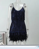Fongt Lysing Shiny Birthday Party Feather Splicing Dress Dress Dress