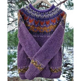 Fongt Hot New Sweater Women's Round Collar Color Loose Fashion Knitted Shirt Long Sleeve