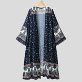 Summer Women Vintage Floral Printed Beach Cardigan Bohemian Long Shirt Blouse Casual Long Sleeve Blusas Tunic Tops