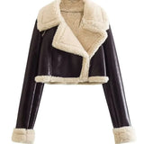 Fongt Winter New Y2K Women's Collar Fur All-In-One Double-Sided Short Jacket Jacket
