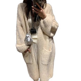 Fongt Languid Wind Long Sweater Coat Women's Autumn And Winter New Loose High-End Feeling Thick Knitted Open Coat