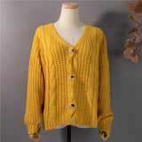 New 2021 Winter Spring Women's Sweaters V-Neck Buttons Cardigans Oversize Fashionable Korean Ladies Knitwears