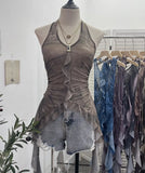 Vintage 2024 New Personality Tie Hottie Wind Hanging Sleeveless Top Ribbon Vest
