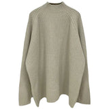 Fongt High Collar Solid Color Design Sense Head Loose Pit Jacket Women's Long Sleeve Sweater Autumn Winter New Bottom Sweater-Outfit