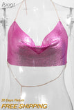 Metal Metallic Crop Top Women Beach Halter Corset Tops Glitter Backless Party Club Tank Top Clothes Top Camisole
