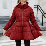 Coat 2023 New Design Feeling Slim Collar Women In The Long Thick Waist Cotton Coat-Outfit