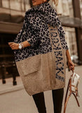 Fongt Loose Leopard-Print Letter Jahua Casual Hoodie Medium Long Women's Sweater Cardigan Woman