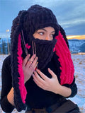 2023 Cute Women Girl Knitted Skullies Beanies Solid Color Winter Warm Loose Causal Cute Animals Ears Pattern Caps Hat-Outfit