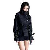 Fongt Dark Wind Simple Tie Belt Belt To Collect The Belt Casual Trench Coat Hottie High-End Feel Jacket Jacket