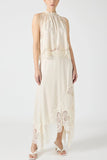 Fongt Women's Sleeveless Lace Opening Two-Piece Round Collar Vest Hollow Splicing Women 3045