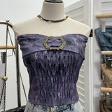 Old Style Retro Brae Waist-Dyed Wear Sexy Shoulder-Wrapped Sleeveless Top