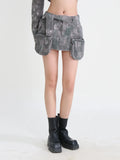 Fongt Spring 2024 New High-Waisted Waist Pocket Zip A-Line Skirt-Outfit
