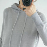 Candy Colors Hooded Sweaters Women's Casual Loose Green Solid Knitted Jumper Oversized Bottoming Pullover Blue Knitwear