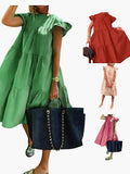 Colors And Six Yards A Lot Of Women's Loose Folds Short-Sleeved Dress Pure
