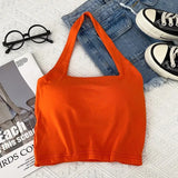 Camisole With Build-in Bras Girls Padded Tank Crop Top Summer Chic Women Soft Stretchy Cami Sleeveless Tees-Outfit