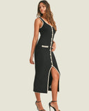 Fongt Famous Wind Sling Dress Sexy Hottie Repair Button Open Design Style Hip Dress