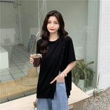 Fongt T-Shirt Female Summer Short Sleeve Design Sense 2023 New Irregular Loose Web Celebrity Student Coat