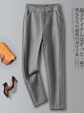 Cloth Women's Pants Herringbone High-waisted Warm Harem Pants 2023 Autumn/Winter New Loose Thickened Woolen Black