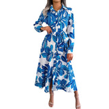 Wind Real Spring And Summer Flower Collar Collar With Shirt Skirt Dress Women's