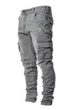 Fongt New Elastic Jeans Men's Side Pocket Slim Foot Skinny