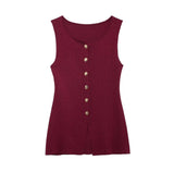 Fongt New Gold Button Trim Flat Needle Vest 4192100