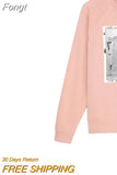 Printed Letter Strass Sweatshirt Women Washed Vintage Long Sleeve O Neck Pullovers Sweatshirts Female Classic Hoodies