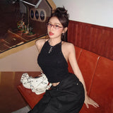 Fongt Summer Fashion Trend Women's New Hanging Neck Bare Back Solid Color Bhise Small Vest
