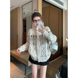 Fongt Island Retro-Colly Tree-Colored Tree Jaclosse Design Feeling Niche Collar Languid Soft Glutinous Sweater Coat Woman