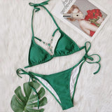 Fongt New Ins Web Celebrity Swimsuit Sexy Hollow Out Retro Crystal Diamond Bikini Straps Women's