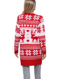 Fongt And Winter Sweater Women Christmas Elk Snowflake Embroidered Knitted Jacket Woman