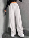 Fongt Hanging Mop High-Waisted Trousers Loose Temperament Straight Women's Niche Design Solid Color Trousers