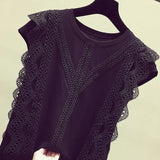 New Fashion Clothing Plus Size Solid Shirt Women Blouse Summer Womens Tops and Blouses Lace Patchwork Blusas Mujer