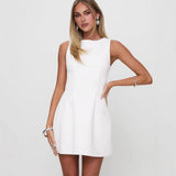 Fongt Spring And Summer New Sleeveless Dress Solid Color Collar Temperament Body-Clad Hip Dress