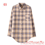 New Arrival Women Vintage Plaid Oversized Blouse Lantern Sleeve Turn Down Collar Autumn Shirts Button Up Casual Tops