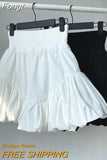 Summer Black Fold Ball Gown Skirt Women Elastic High-waist A-line Sexy Short Skirts Irregular Ruffle White Dance