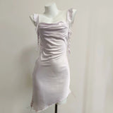 Fongt Pure Collared Collared Sling Dress Woman's New Waist Temperament Design Small Babes Skirt