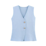 Fongt Women's New Button Knitted Vest Skirt 4192015 4192016