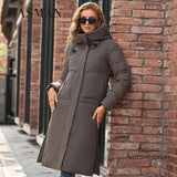 Women's winter coats Fashion Long Hooded Thickened Warm Down Jacket Casual Multifunctional Pocket Ladies Parka