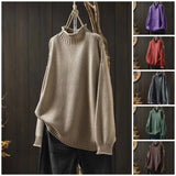 Fongt Retro Half-High Sweater Women Loose Large Plate Type 2025 Autumn And Winter Casual Knitted Jersey