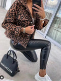 Leopard Print Washed Denim Jacket Women Raw-edges Short Jean Coat Casual Tops Spring Autumn Female Oversize Loose