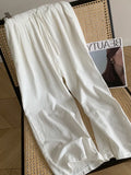Fongt Cotton-Skin Broad Leg Trousers Women's Summer Thin Thins And Gentle And Comfortable Loose Waist-On-Loose Straight Trousers
