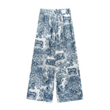Fongt New Female Printed Animal Shirt Prints Casual Pants Ladies Set