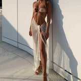 Fongt Hollow Beach Half-Bromish Skirt Strapted To See Through The Crocheted Fork 2023 Long Skirt